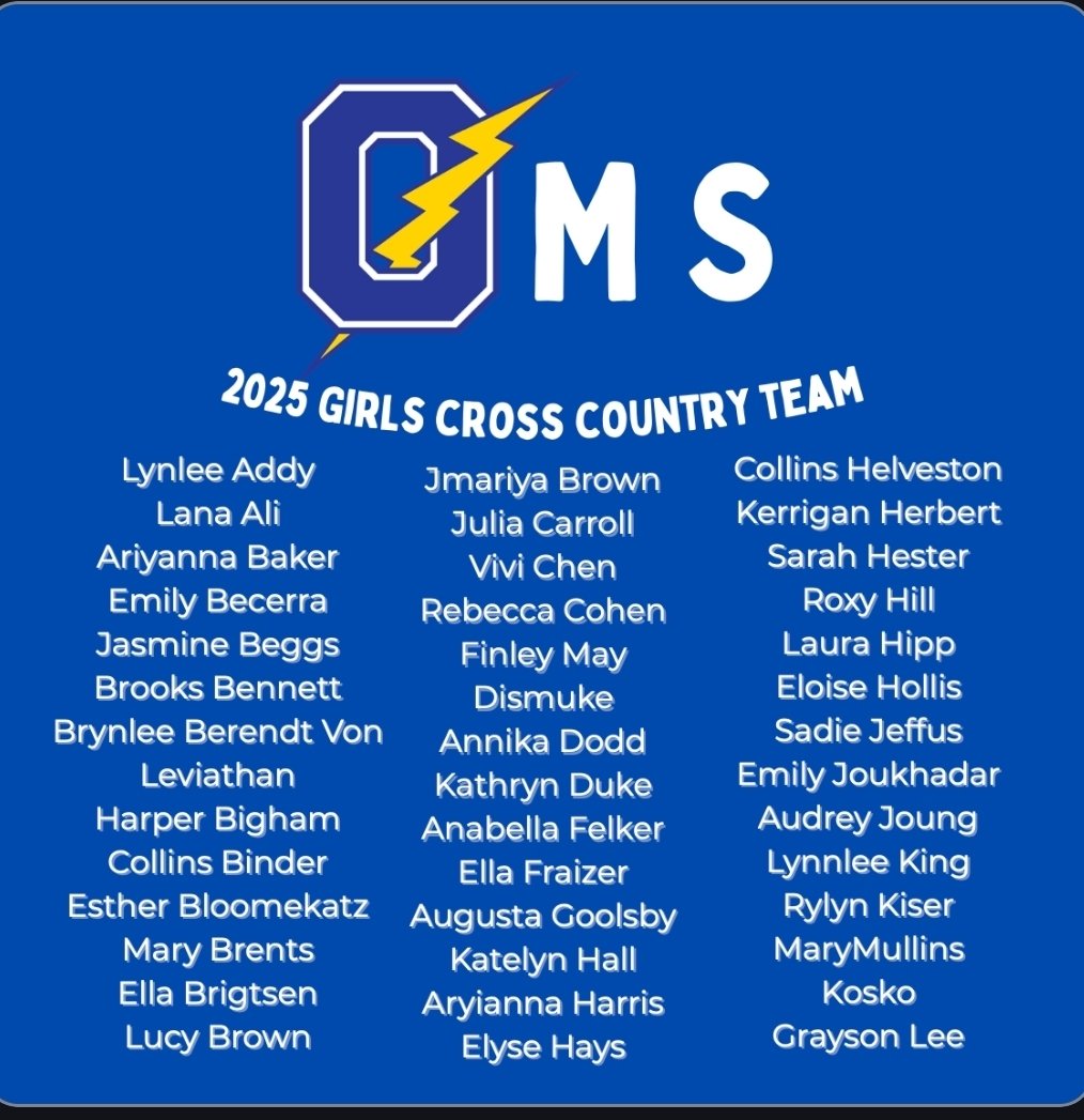 OxfordChargerXC's tweet image. 2025 - 2026 OMS Girls Cross Country Team! ⚡⚡⚡