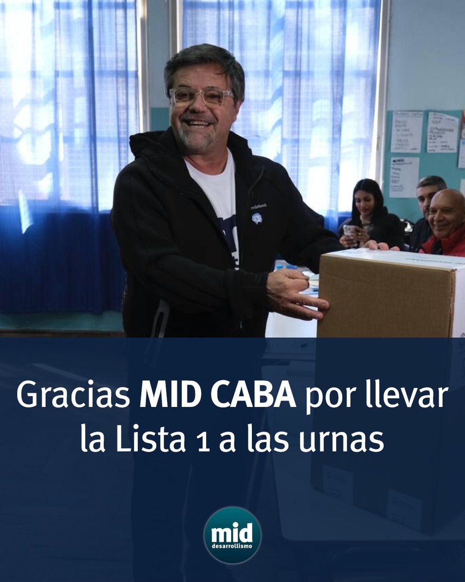 Queremos agradecer al <a href="/midcaba/">MID Ciudad de Buenos Aires</a> por el trabajo que hizo en la ciudad en las elecciones de hoy. Volvieron a llevar la lista 1 con orgullo y bien arriba, con las ideas del desarrollo por delante.