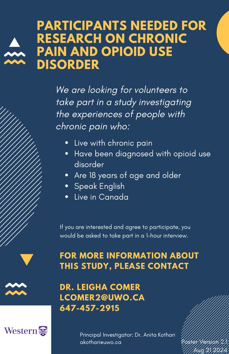 Are you living with #chronicpain and been told you might be “addicted” to your medication?

I’m a postdoc and person with chronic pain doing research about how opioid use disorder is diagnosed in pain care.

Interviews are confidential. Pls email if interested.💜

#PainCommunity