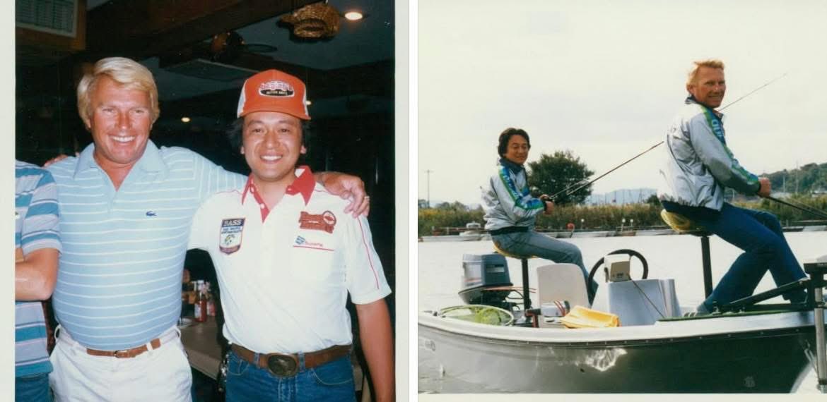 hajime_murata's tweet photo. 1984年、アメリカ　釣り場近くのレストランで、偶然にもバスプロの神様,ローランのマーチンと　　1985年来日したローランドマーチンと琵琶湖で一緒に釣り　周りには　10社を超える取材人が　8番ブレードのビックスピナーベイトで2人で釣りまくりました￼ 40年前のことでした￼ https://t.co/vCogbpyccm