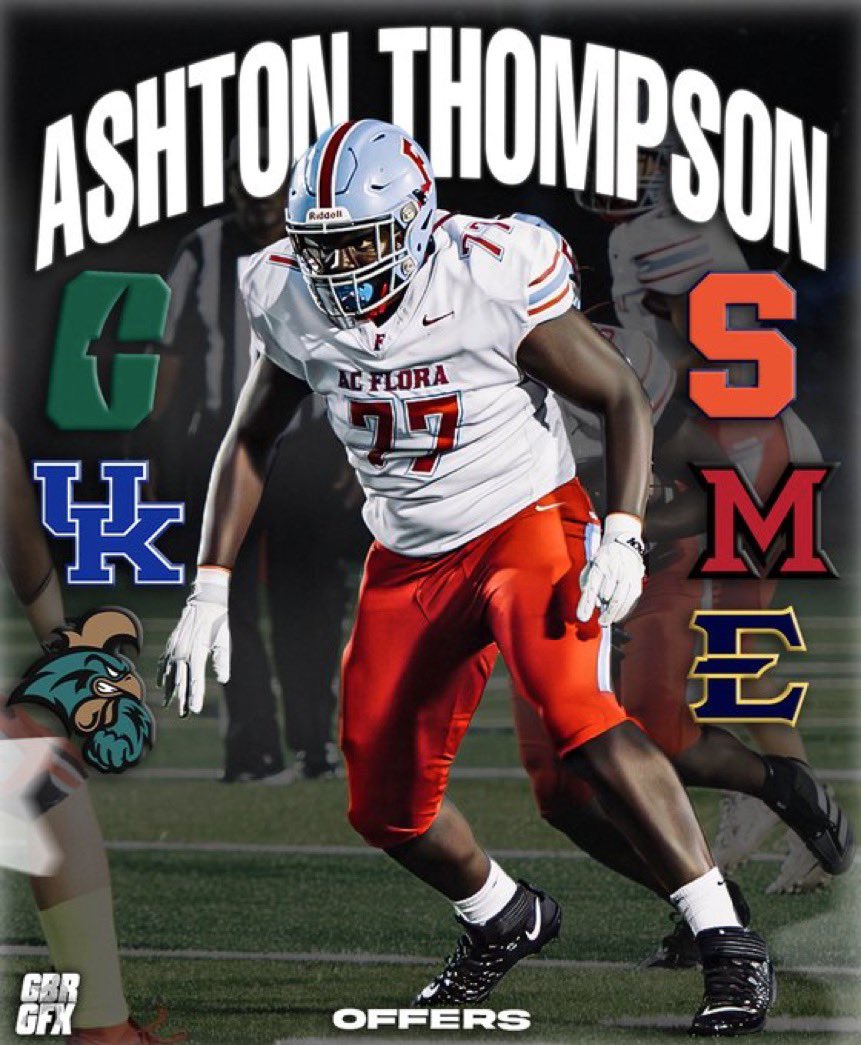 Ashton “JUICE” Thompson (@ash_thompson77) on Twitter photo I’m so blessed for all the blessings GOD has given me so far. #AGTG #BLESSED
<a href="/ACFloraFootball/">AC Flora Football</a>
<a href="/Recruit_Flora/">AC Flora FB Recruiting</a>
<a href="/PrepRedzoneSC/">Prep Redzone South Carolina</a>
<a href="/RivalsWardlaw/">Lee Wardlaw</a>
<a href="/LouatTheState/">Lou Bezjak</a> I’m so blessed for all the blessings GOD has given me so far. #AGTG #BLESSED
<a href="/ACFloraFootball/">AC Flora Football</a>
<a href="/Recruit_Flora/">AC Flora FB Recruiting</a>
<a href="/PrepRedzoneSC/">Prep Redzone South Carolina</a>
<a href="/RivalsWardlaw/">Lee Wardlaw</a>
<a href="/LouatTheState/">Lou Bezjak</a>
