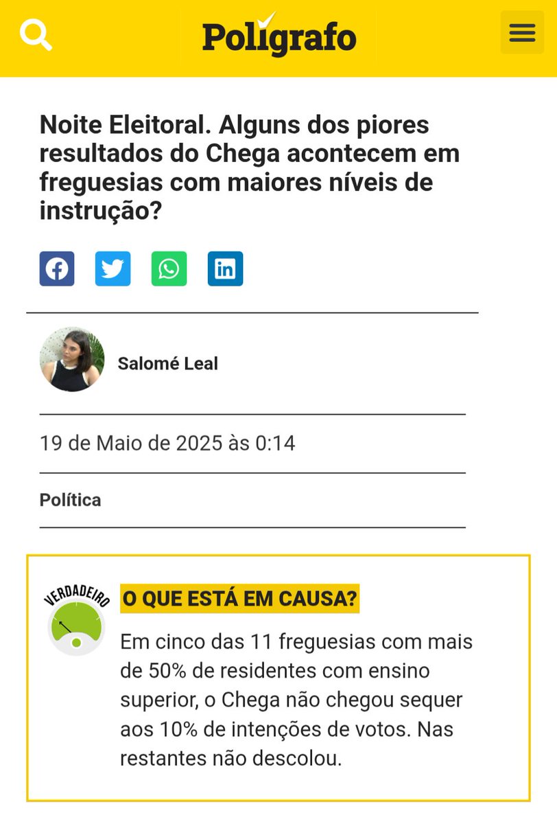 É factual. Não é uma opinião.