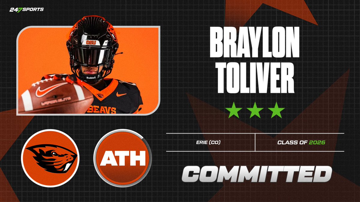 Erie (Colo.) athlete Braylon Toliver has announced his commitment to Oregon State after taking his official visit this weekend 247sports.com/player/braylon…