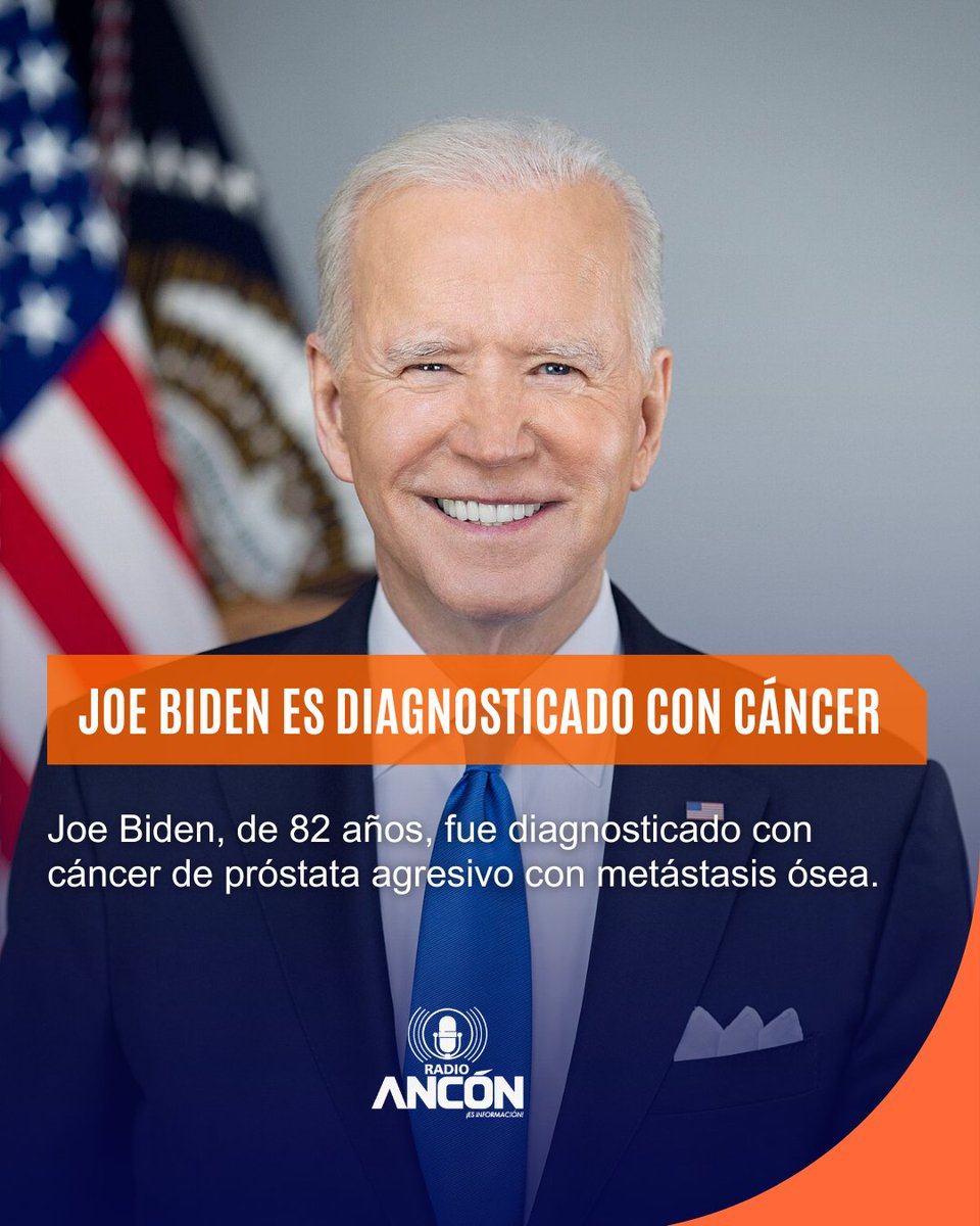 radioanconpa's tweet image. Joe Biden, de 82 años, fue diagnosticado con cáncer de próstata agresivo con metástasis ósea. Evalúa tratamientos junto a su familia, informó su oficina.
