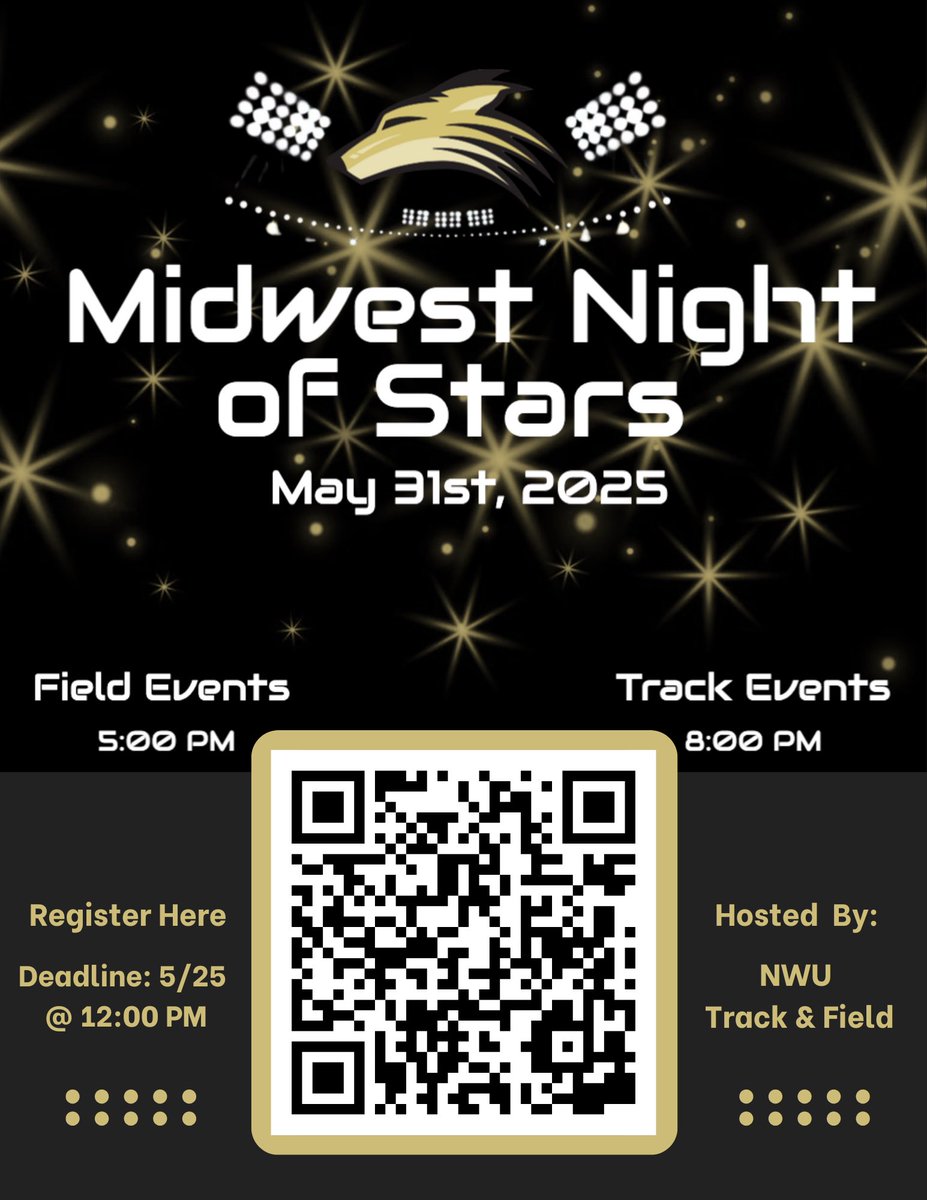 State Week! And 2 weeks until ⭐️2025 Midwest Night of Stars!⭐️ 

Get those entries in!

Eligibility:​ High School Athletes in Grades 9-12. From NE, IA, KS, MO, CO, and SD! Only marks from the 2025 high school track season will be accepted.

Entry deadline is: May, 25th @ 12pm!