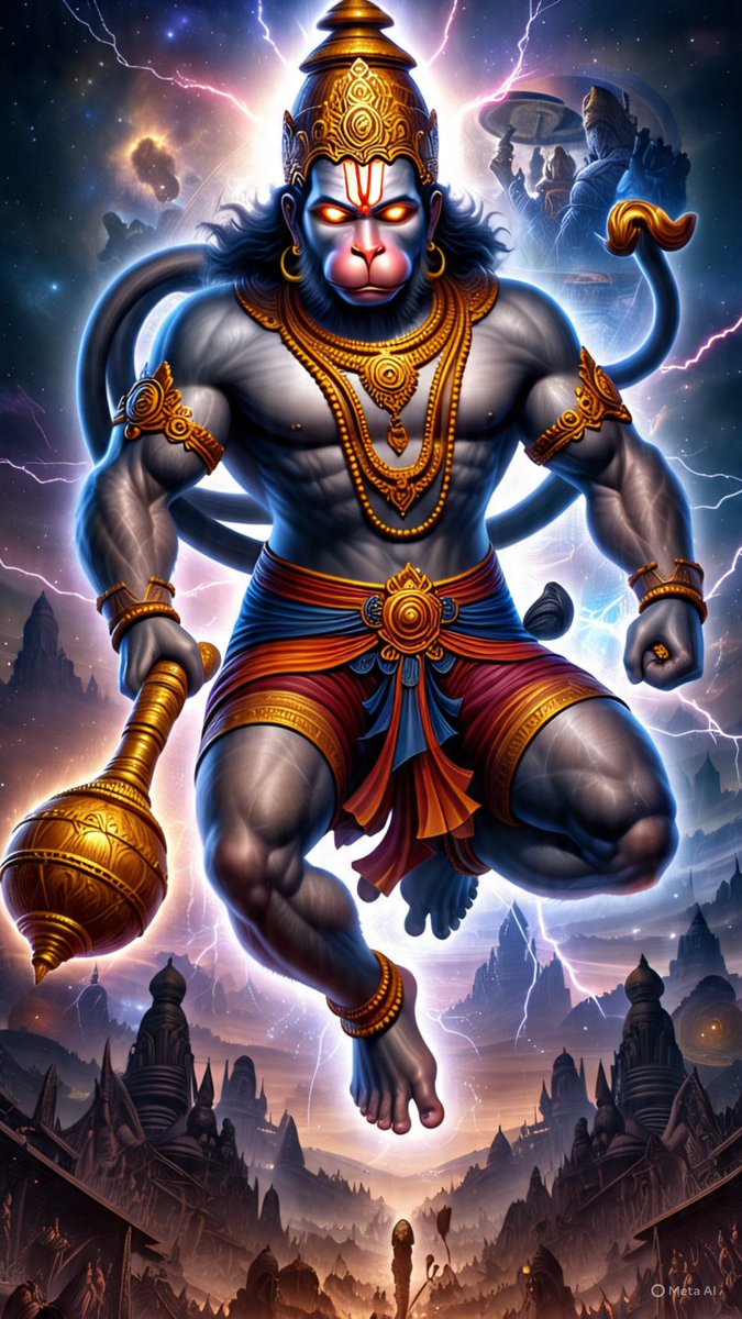 IamVanitawinnie's tweet photo. #Hanuman Ji is the #cosmicprotector. With galaxies swirling in his breath and devotion burning brighter than stars, he guards the universe with #strength, #wisdom, and unwavering love for
shri #Ram
#Hanuman #CosmicProtector #SanatanaDharma https://t.co/owQ8jBVh5s