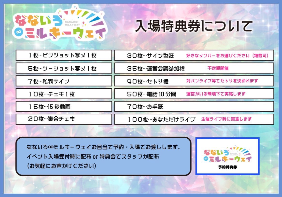 ななミル公会堂ワンマン 特典会レギュレーションはこちらから