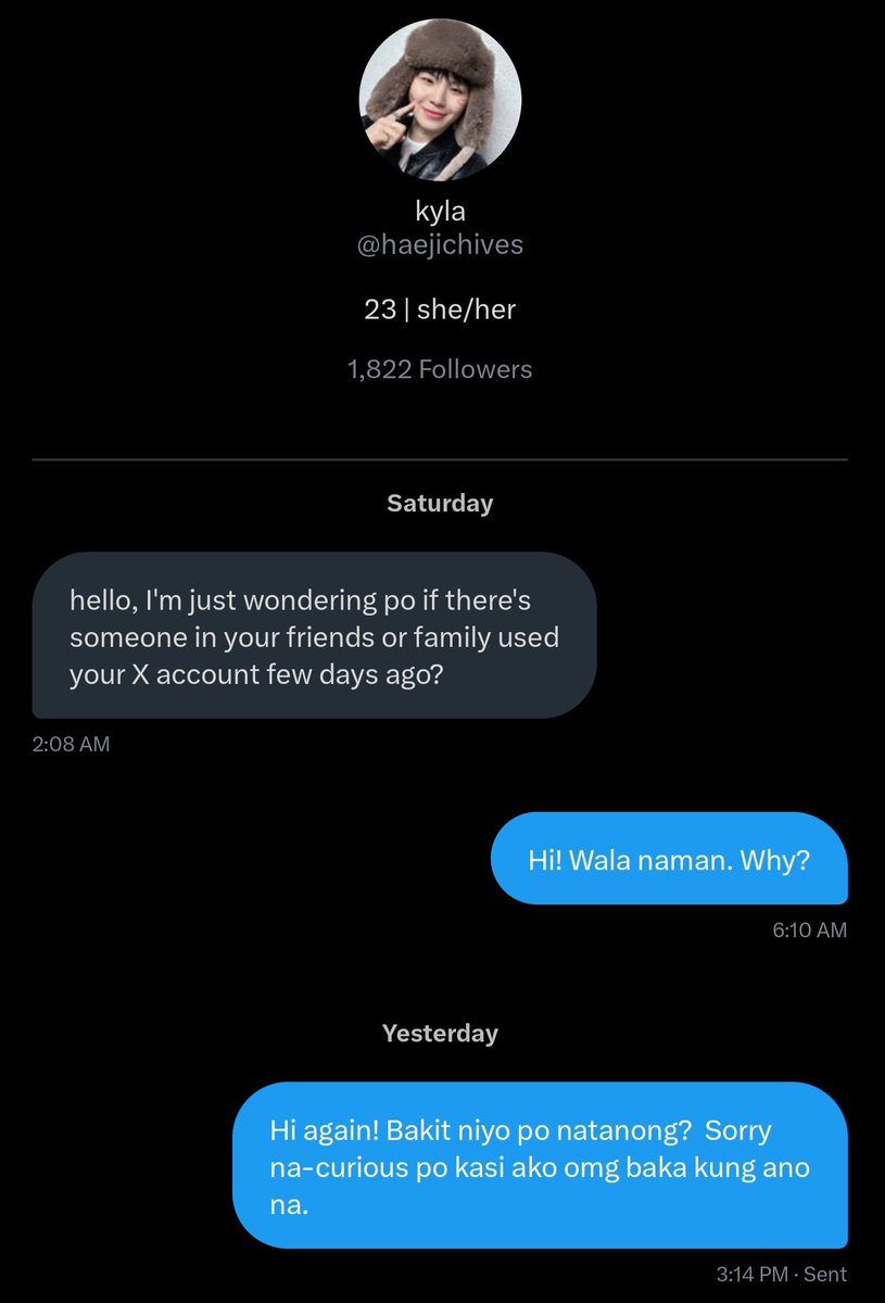 meampolca's tweet photo. ‼️‼️‼️
Hello guys! If ever you received a dm from @/haejichives, please don't engage, report, and block. The original user also posted na na-hack siya. I found out after receiving the reply.

Minsan na lang tumambay masasabihan pang fraud at muntik pa ma-scam. Ingat po tayo! 🙏 https://t.co/Vhx2BaCPVy