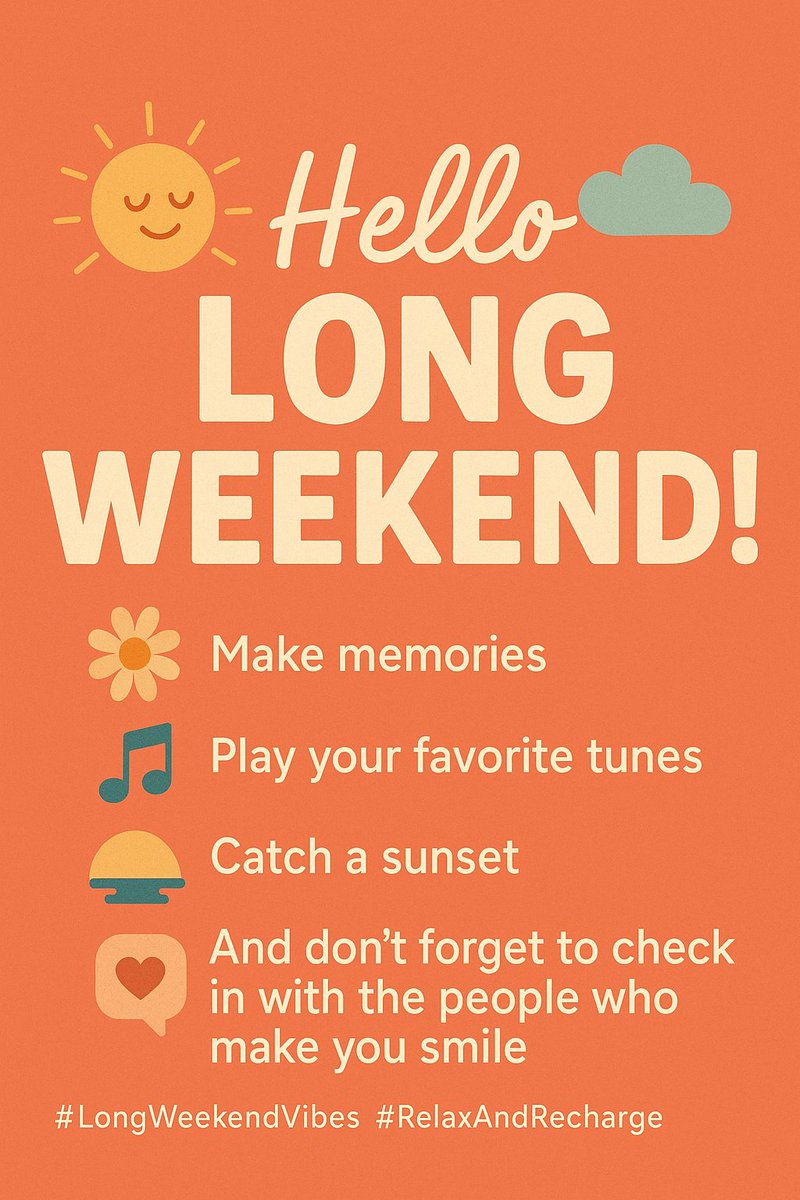 star_powr's tweet photo. 🌞Hello, long weekend! 🌿
Make memories, play your favorite tunes, catch a sunset, and check in with the ones who make you smile.
#LongWeekendVibes #RelaxAndRecharge #LongWeekendMode #TakeABreak https://t.co/vS2MQey7E3