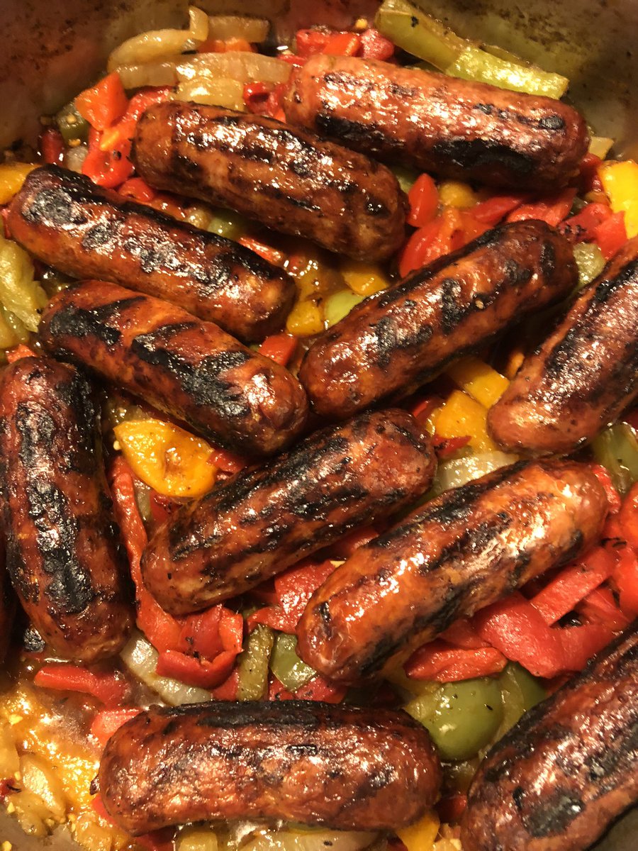 thecomicroom's tweet image. First grill of the season. Sausage and Peppers. Yum #comics #food #BBQ