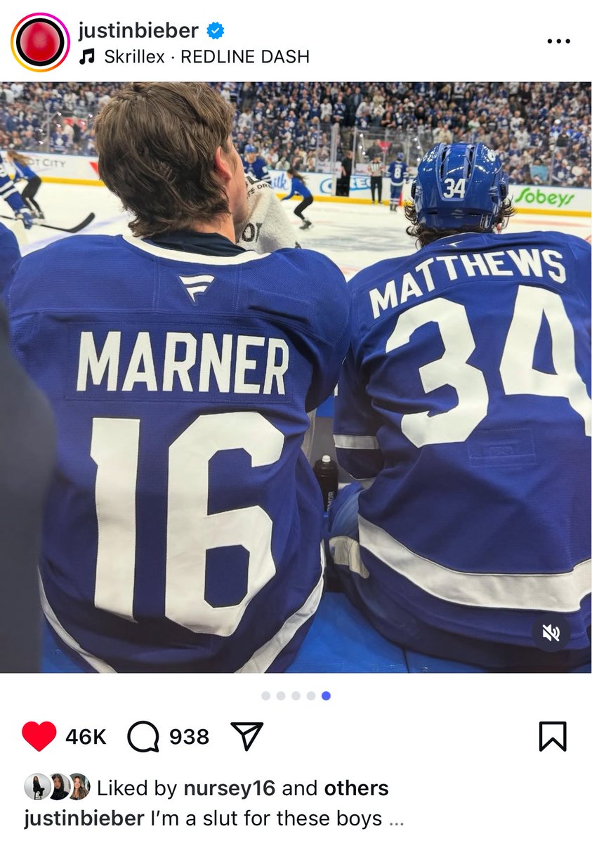 lewishockeyton's tweet photo. justin bieber posting about the leafs like a teenage girl running a stan account im fuckin crying https://t.co/5cd32NVX0S