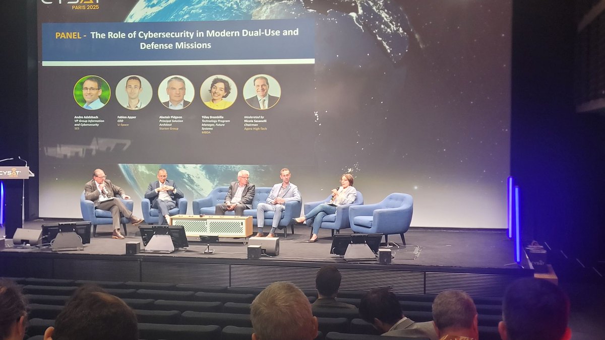 AgoraHighTech's tweet photo. 🚀 CYSAT 2025✨Nicola Sasanelli AM, Agora High Tech moderated a panel titled “The Role of Cybersecurity in Modern Dual-Use and Defence Missions” 

🛰️ #CYSAT continues to be a vital platform for fostering collaboration, innovation, and dialogue in the field of space cybersecurity. https://t.co/yjUsx3J71u
