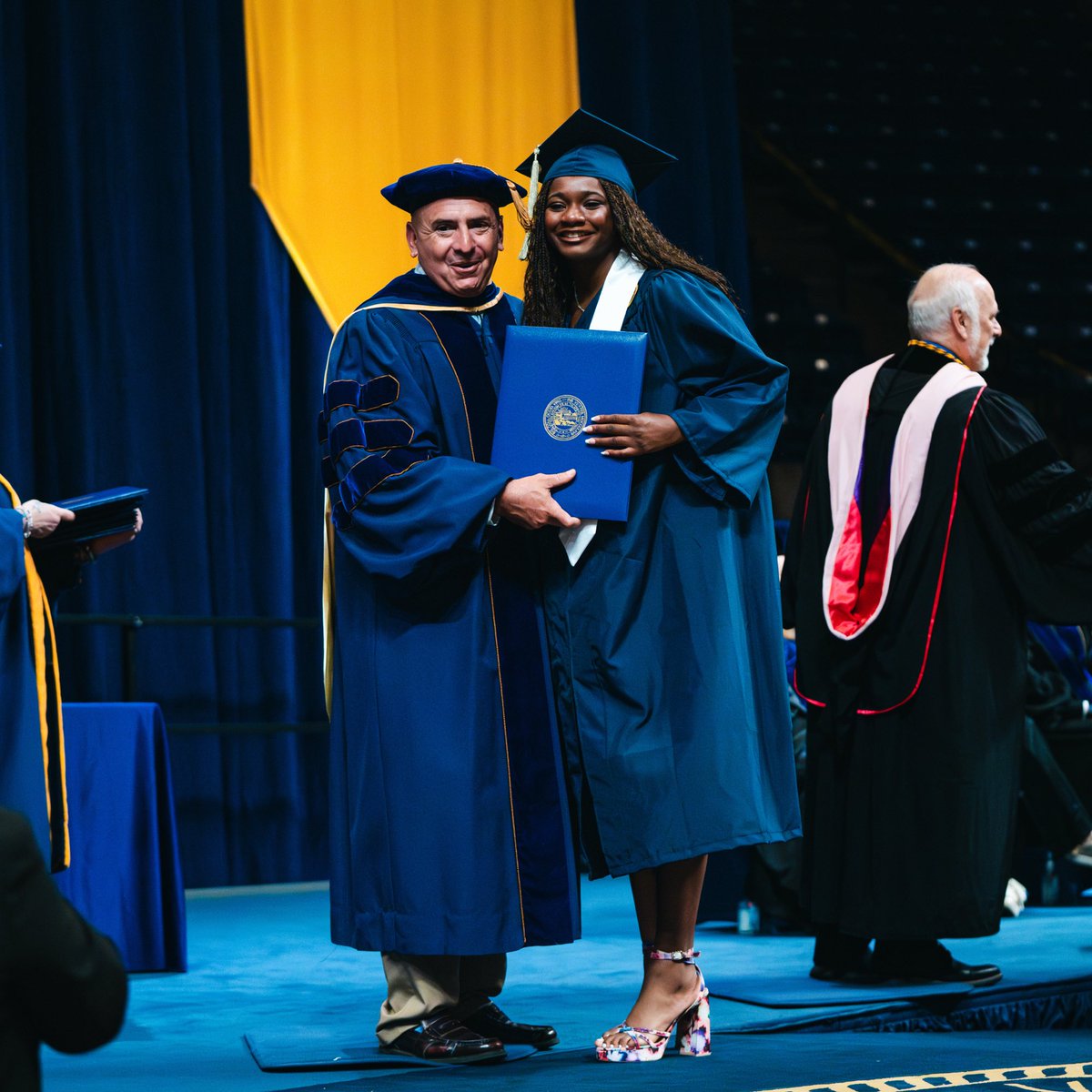 WVUVolleyball's tweet photo. So proud of our graduates! 💛💙

#HailWV https://t.co/SdWqhKlrK5