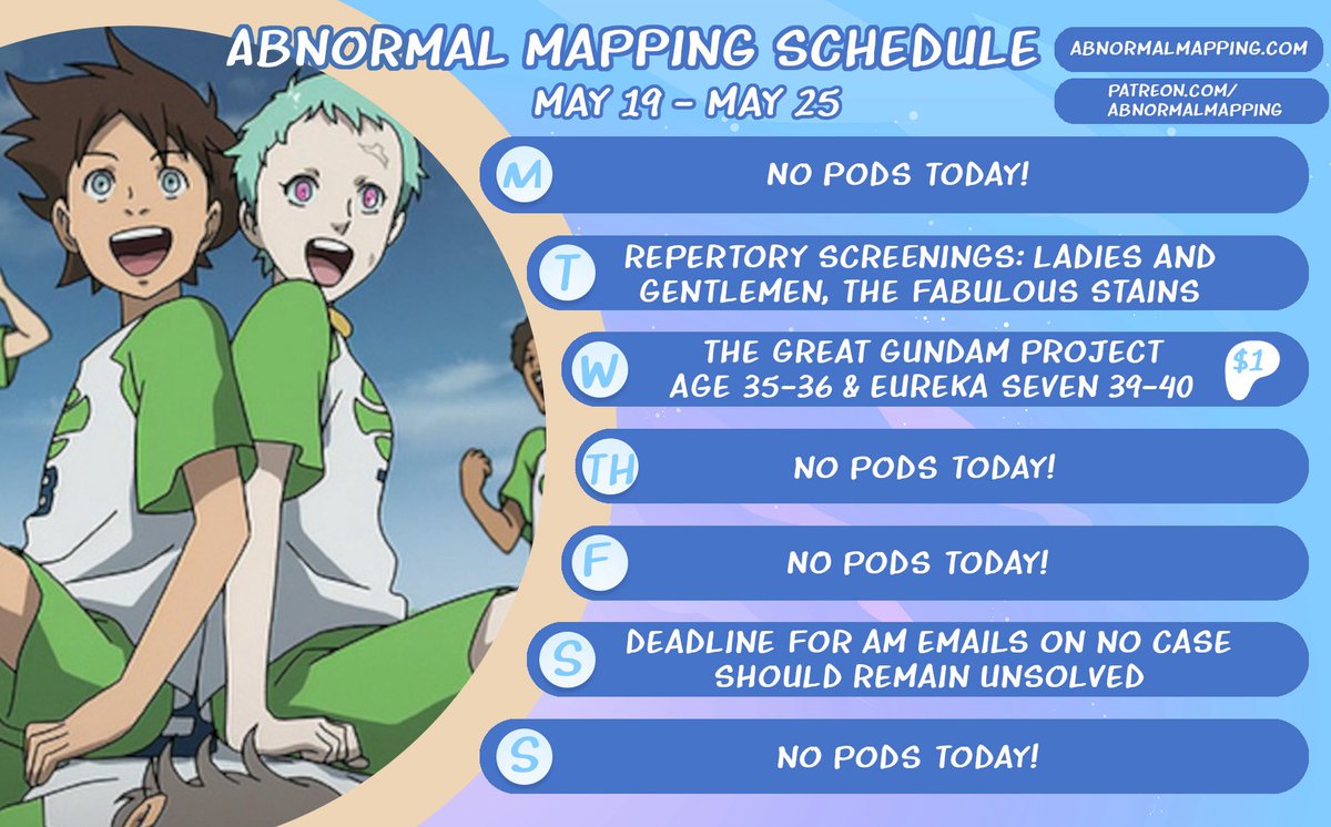 em_being's tweet image. Schedule for the week! Around the Long Fire took the week off due to general malaise and poor health so it’s a lighter week, hopefully people still enjoy the shows!