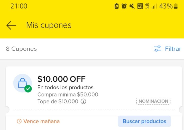 Cupon Mercado Libre de 10000: NOMINACION