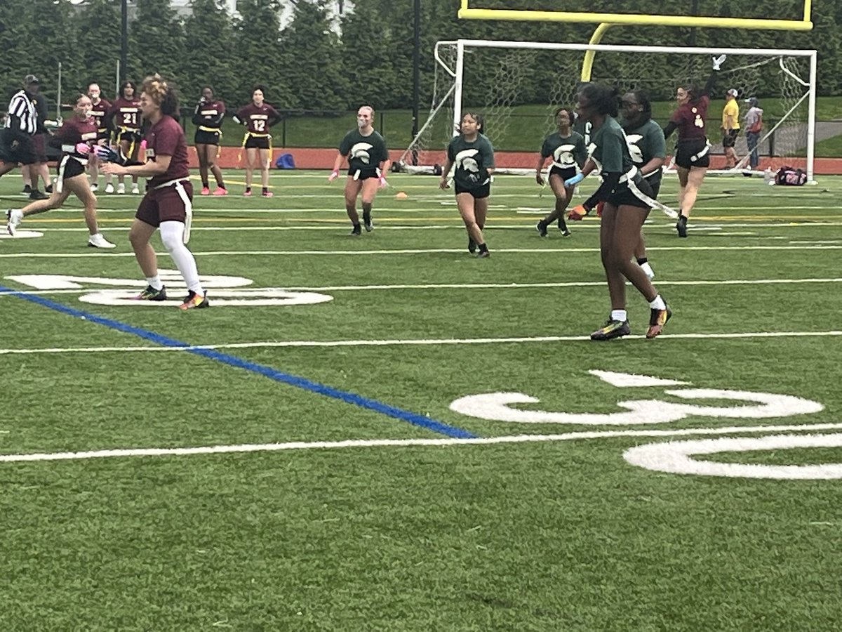 Maloney girls flag football in action today against Southington and New Britain <a href="/MaloneySpartans/">Maloney Athletics AD</a>