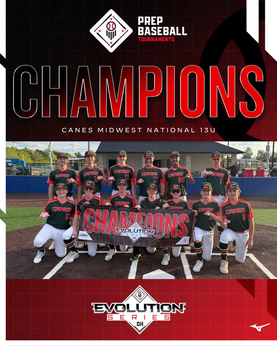 Prep Baseball Ohio (@prepbaseballoh) on Twitter photo 🥇 TOURNAMENT CHAMPIONS 🥇
Canes Midwest National | <a href="/CanesMW_Nat2030/">Canes Midwest National 2030</a>
🏆 PBT Ohio Evolution Series🏆
⚾️ 13U Champs
📅 5/16-5/18
📍Jennings Park - Columbus, OH
<a href="/PBRTournaments/">Prep Baseball Tournaments</a> | <a href="/PBOhioJrScout/">Prep Baseball Ohio Jr Scouting Coverage</a> 🥇 TOURNAMENT CHAMPIONS 🥇
Canes Midwest National | <a href="/CanesMW_Nat2030/">Canes Midwest National 2030</a>
🏆 PBT Ohio Evolution Series🏆
⚾️ 13U Champs
📅 5/16-5/18
📍Jennings Park - Columbus, OH
<a href="/PBRTournaments/">Prep Baseball Tournaments</a> | <a href="/PBOhioJrScout/">Prep Baseball Ohio Jr Scouting Coverage</a>