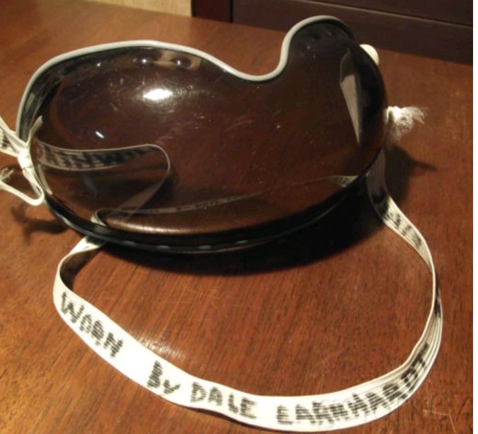 ToddZinn's tweet photo. It's fun to see @NASCAR at historic tracks like @NorthWilksboro.  (Goggles pictured were worn by #DaleEarnhardt at North Wilkesboro on October 3, 1993. He finished second to Rusty Wallace.  Obtained from the collection of @HawkSMI.)

#Nascar @DaleJr @NASCAR @NASCARONFOX #RaceWorn https://t.co/HwAaDJamAp