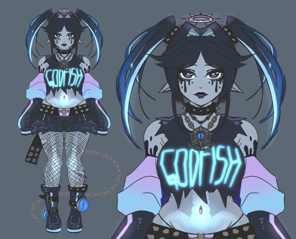 GodFeesh's tweet photo. Concept Art! This is just a rough sketch idea of my model, its not the final design! Might add bits and pieces who knows. For now, its lookin a bit too plain for my taste and perhaps trying to add more without making it look tacky~

#vtuber #art #digitalart https://t.co/TtAjrvD0Ay