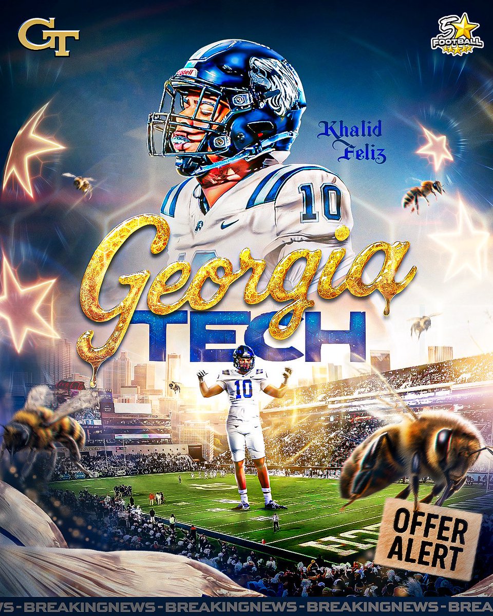 OFFER ALERT — 2026 DE (6’4 240) <a href="/khalidfeliz5/">Khalid Feliz 3⭐️ 6’4 240 DE</a> picks up his FIRST P4 Offer from Georgia Tech🐝💫

Following a dominant spring ball the Orlando Native has 24 D1 Offers🔥