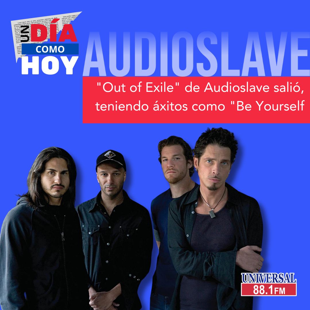 universal881fm's tweet image. #Universal881 Out of Exile de Audioslave llegaba a las tiendas, impulsado por el videoclip de Be Yourself. Chris Cornell, exvocalista de Soundgarden, lideró al supergrupo con su poderosa voz, mientras Tom Morello aportaba su distintiva guitarra #Audioslave #BeYourself #OutOfExile