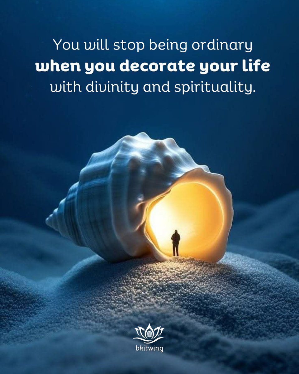 bkitwing's tweet image. You remain ordinary until you invite #divinity into your life. The moment you choose #spirituality, your thoughts purify, your actions #uplift, and your presence begins to shine. #True beauty lies in the light of your #soul. Decorate your life with #God
#bkitwing #brahmakumaris
