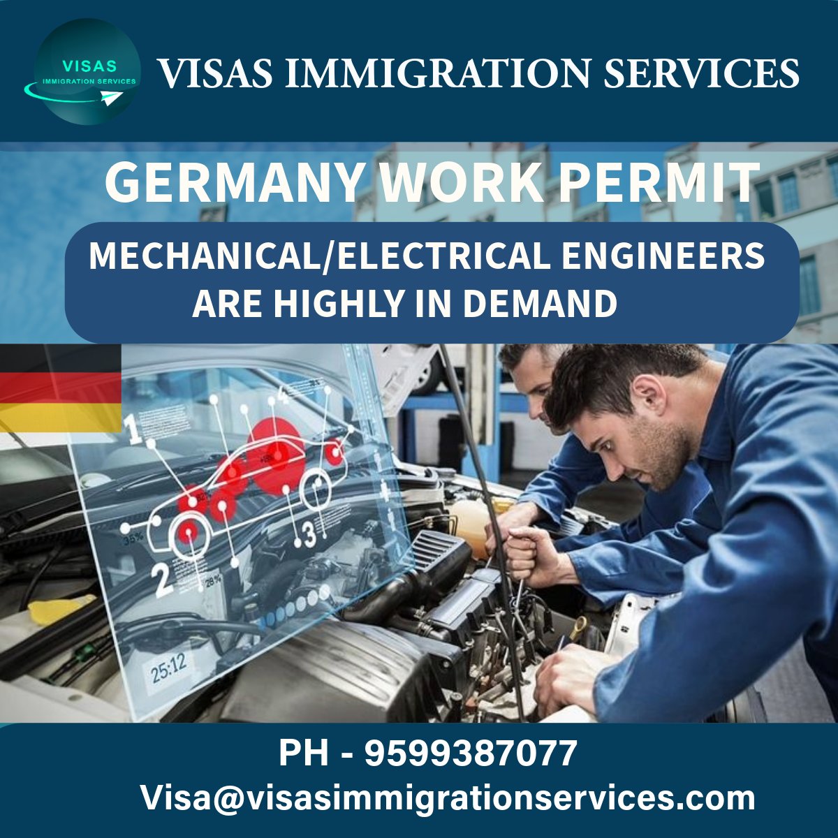 ServicesVisas's tweet image. Germany is hiring! 🇩🇪
Mechanical and Electrical Engineers are in high demand. Apply for your Germany work permit and power up your career in one of the world's strongest economies!

#WorkInGermany #GermanyWorkPermit #MechanicalEngineerGermany #ElectricalEngineerJobs