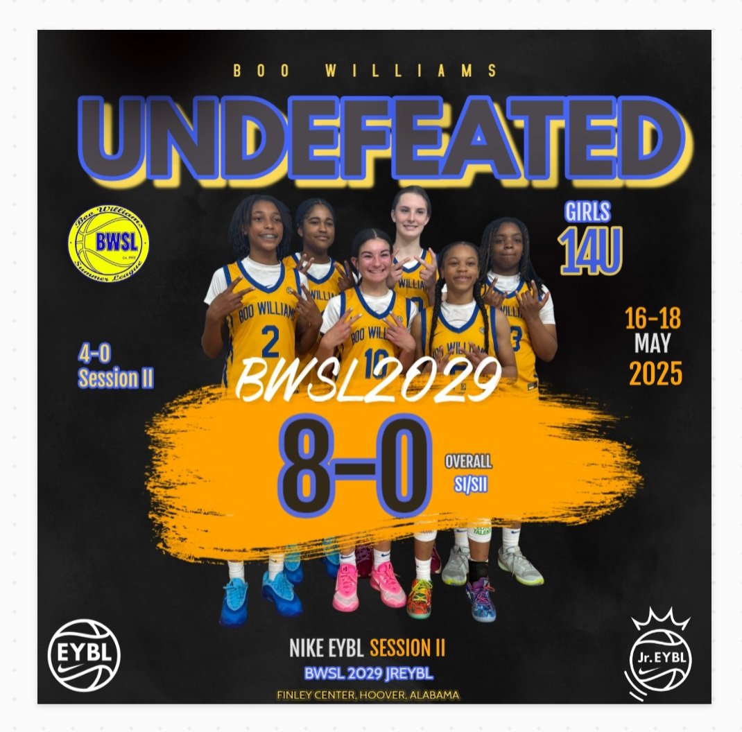 Boo Williams 2029 JR EYBL ππ (@bwsl2029eybl) on Twitter photo UNDEFEATED 4-0 weekend @nikegirlseybl Session II w/ only 6 players and 8-0 overall βΌοΈπ€
Great work ππ
@ry_hoops2029 @sydi_hoops <a href="/jhaziyababb/">Jhaβziya Babb</a> Autumn Evie <a href="/mxkenziee_29/">Mckenziee Gatling</a> <a href="/FeltnerRyleigh1/">Ryleigh Feltner</a> <a href="/miymiyhoops/">TaβMiyah Tynes (c/o 2029)</a> <a href="/Coach_j_77/">Jefferson Youngblood</a>
#2025EYBL #2025JREYBL #RoadtoCHI <a href="/BWSLGirlsAAU/">Boo Williams GBB</a>
<a href="/NIL_CoachIsh/">Aisha Foy</a> UNDEFEATED 4-0 weekend @nikegirlseybl Session II w/ only 6 players and 8-0 overall βΌοΈπ€
Great work ππ
@ry_hoops2029 @sydi_hoops <a href="/jhaziyababb/">Jhaβziya Babb</a> Autumn Evie <a href="/mxkenziee_29/">Mckenziee Gatling</a> <a href="/FeltnerRyleigh1/">Ryleigh Feltner</a> <a href="/miymiyhoops/">TaβMiyah Tynes (c/o 2029)</a> <a href="/Coach_j_77/">Jefferson Youngblood</a>
#2025EYBL #2025JREYBL #RoadtoCHI <a href="/BWSLGirlsAAU/">Boo Williams GBB</a>
<a href="/NIL_CoachIsh/">Aisha Foy</a>