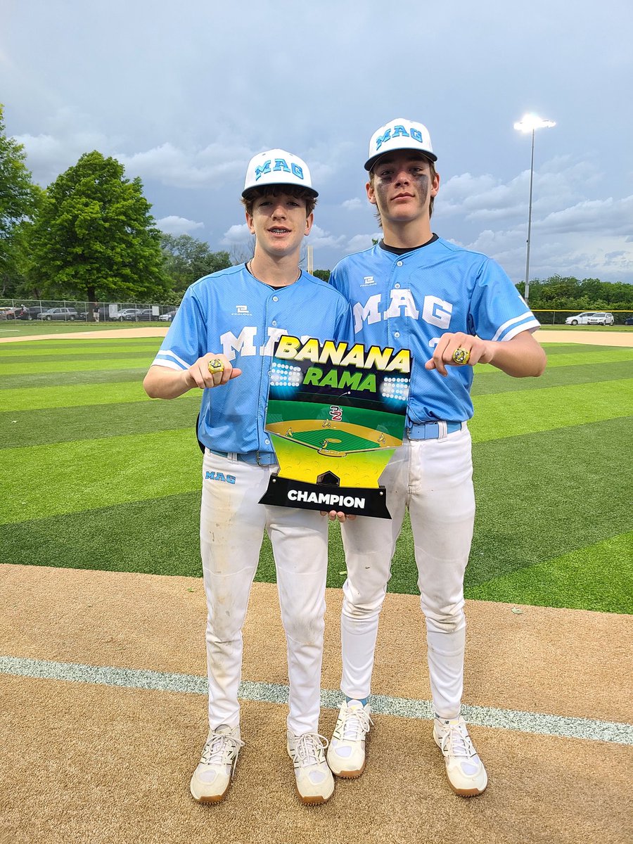 BananaRama 13AAAMAG Tigers MVPlayer: Summit Larson, (on right), MAG Tigers MVPitcher: Landry Merrigan, (left)
