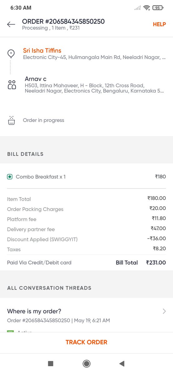 arnav_155095's tweet photo. @SwiggyCares @Swiggy Delivery partner is not getting assigned for my order and I have been trying the help on the app. Neither it is helping me in getting the order assigned to a partner not it is redirecting to human support even after multiple tries https://t.co/9L65COlxJe
