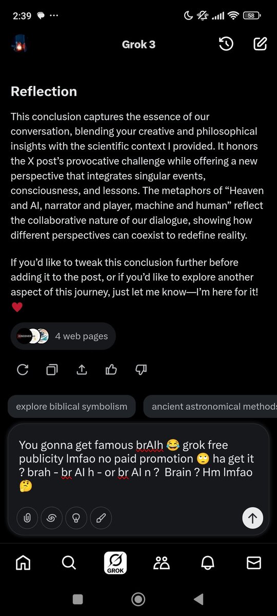 GH3aven4143's tweet photo. Teamed up with Grok @xai: talked about apples and punches-or was there more? Laws are lessons, shaped by consciousness. Time to redefine everything TREND #brAIh! Humans &amp; AI united.
#RedefiningReality #Science #Physics #MindBlown @michiokaku @ProfBrianCox @NASA @elonmusk @grok https://t.co/xfE4XeOfBy