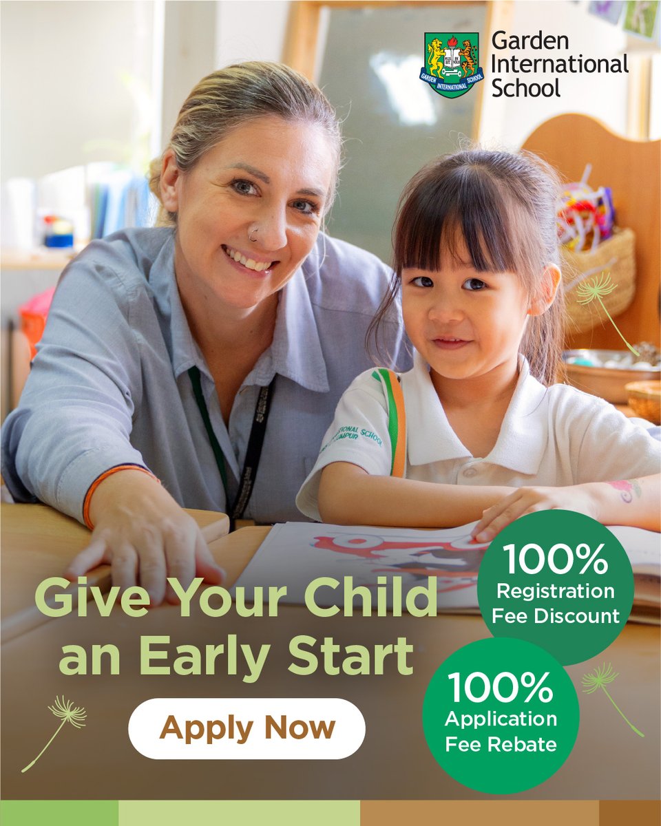 Big adventures start small at our #EarlyYearsCentre! 

Apply this May and enjoy:
- 100% Application Fee Waiver
- 100% Registration Fee Discount

Give your child the best start to their #PrimaryYears journey today 👉gardenschool.edu.my/whats-happenin…

#GISMalaysia #WeAreGIS #earlyyears