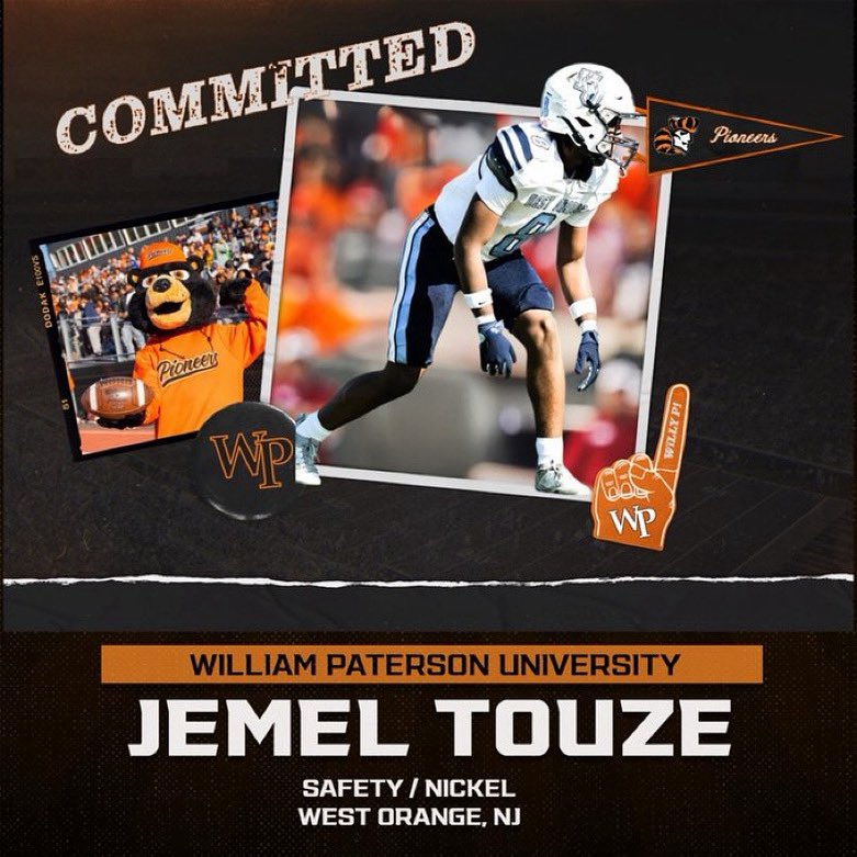 Jemel “Melly” Touze (@touzejemel) on Twitter photo Blessed to announce that I will be continuing my academic and athletic career at William Patterson University!!
<a href="/CoachBCap/">Brian Capriola</a> <a href="/DCWill36/">Shaun Williams</a> <a href="/WPUFootball/">William Paterson Football</a> <a href="/CoachDgrant/">Darnell Grant</a> #PACKTHEP Blessed to announce that I will be continuing my academic and athletic career at William Patterson University!!
<a href="/CoachBCap/">Brian Capriola</a> <a href="/DCWill36/">Shaun Williams</a> <a href="/WPUFootball/">William Paterson Football</a> <a href="/CoachDgrant/">Darnell Grant</a> #PACKTHEP