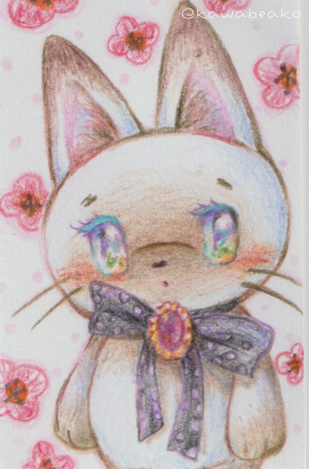 kawabeako's tweet photo. 🐱🎀

#アナログイラスト
#drawing
#色鉛筆 https://t.co/55htUmooo1