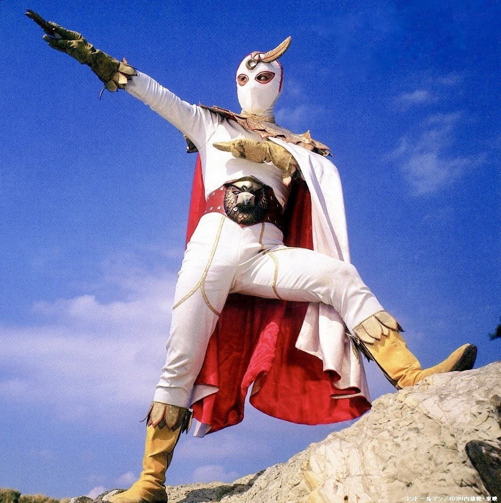 RagoneAugust's tweet image. GOT "CONDORMAN"? The first four episodes of Toei's tokusatsu hero series, created by Kohan Kawauchi, are now available with Eng fansubs via @BlueCherrySubs! Even in 1975, Condorman was a throwback to Kawauchi's earlier heroes, such as Moonlight Mask & Rainbowman. Check it out!