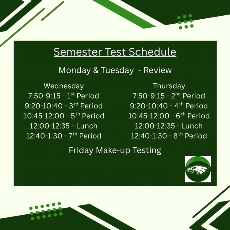 Semester Test Schedule