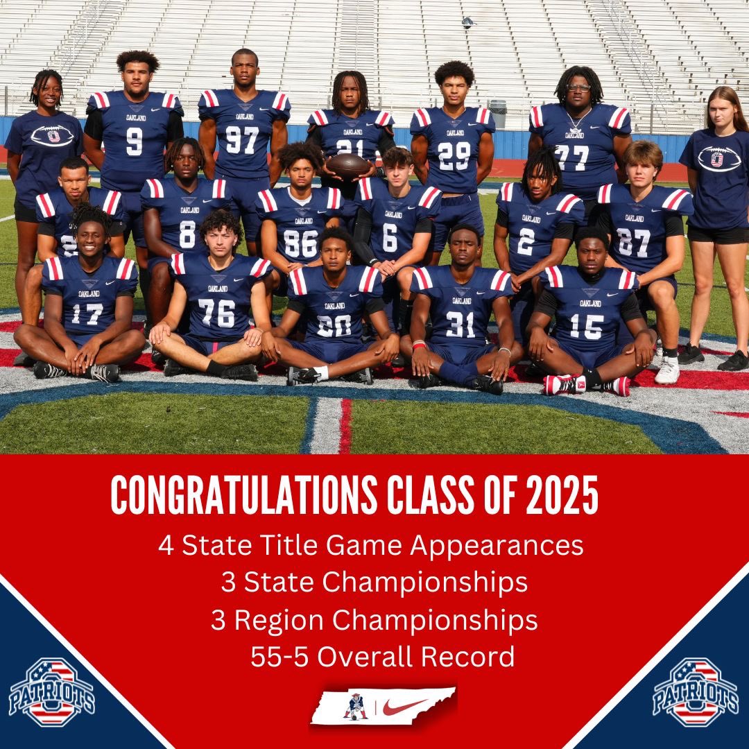 OHSPatsFootball (@ohspatsfootball) on Twitter photo Class of ‘25 - tons of great memories <a href="/OaklandRCS/">Oakland High School</a> …
now go make tons more!! #OaklandTN
#onceapatriotalwaysapatriot Class of ‘25 - tons of great memories <a href="/OaklandRCS/">Oakland High School</a> …
now go make tons more!! #OaklandTN
#onceapatriotalwaysapatriot