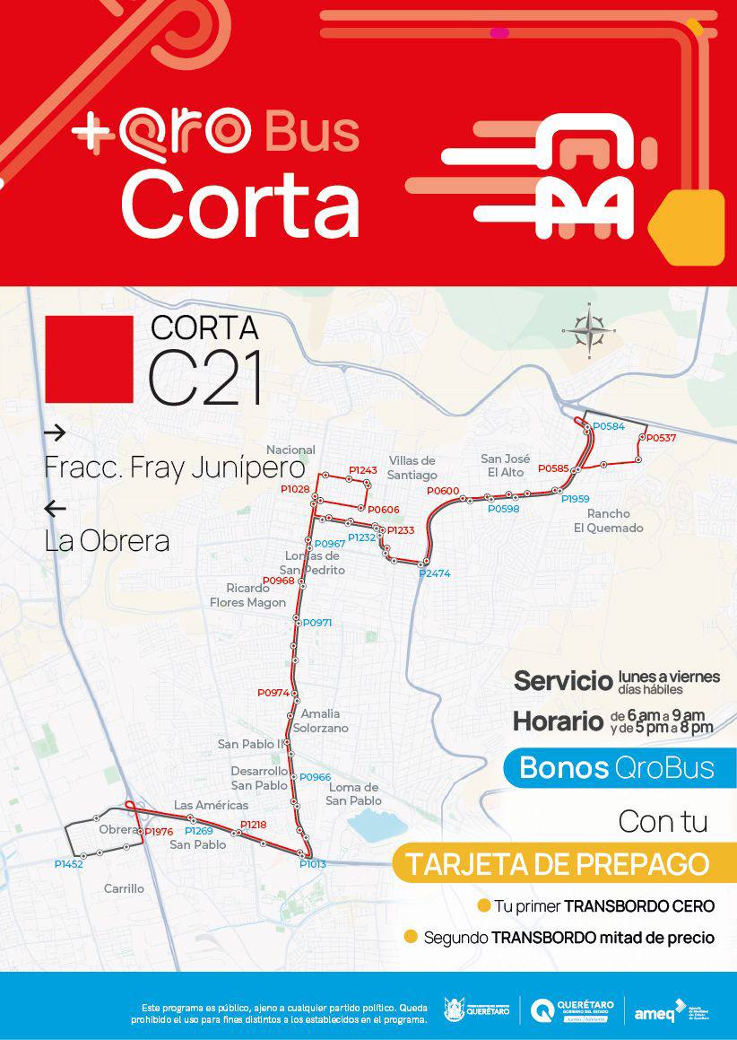 AMEQueretaro's tweet photo. Usuarias y usuarios del Qrobús: recuerden que mañana entran en funcionamiento las nuevas rutas cortas.

Consulta aquí la que más te convenga y no olvides que son de uso exclusivo con tu tarjeta prepago https://t.co/UuLpd4Ts13