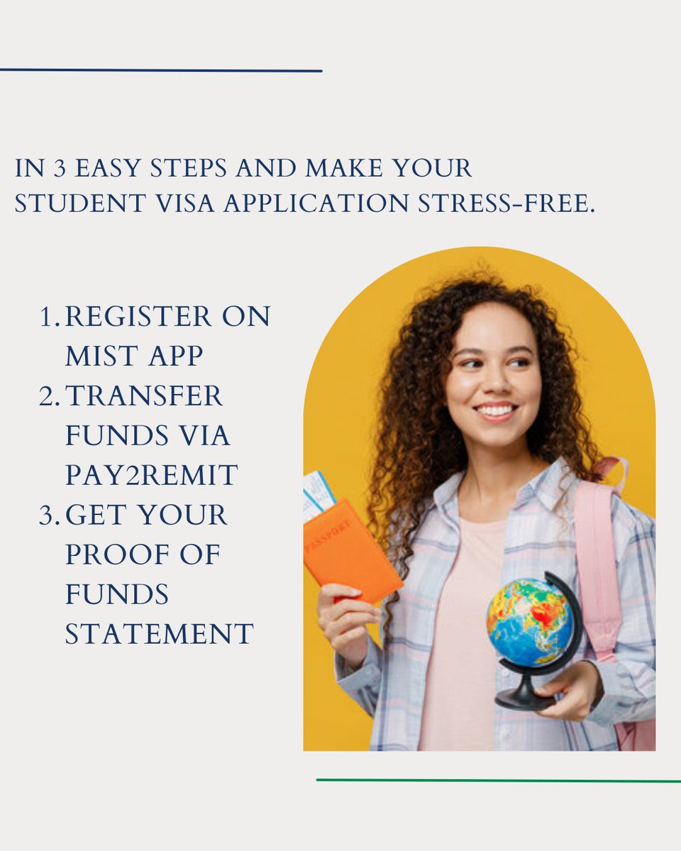 Pay2Remit's tweet photo. Studying in Australia? Get Your Proof of Funds in 3 Easy Steps with MIST x Pay2Remit
π² Download the app now
π https://t.co/0474rgLHCw | https://t.co/HIGdEpUxWr
#StudyInAustralia #ProofOfFunds #Pay2Remit #MistFinancial #VisaFunds #DigitalRemittance #StudentVisaSupport https://t.co/gweReZl80u