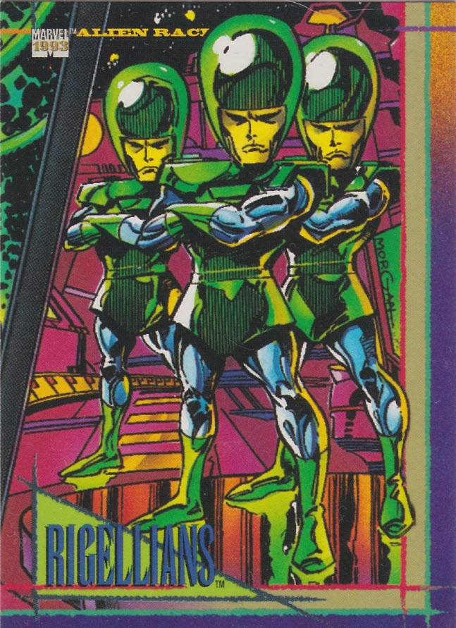 AustinGorton's tweet photo. Card 126: Rigellians

Feels like they should have thrown a Recorder into the mix.

#TradingCardADay #MU4 #AlienRaces #TomMorgan #Rigellians https://t.co/YWBaSlDJzx