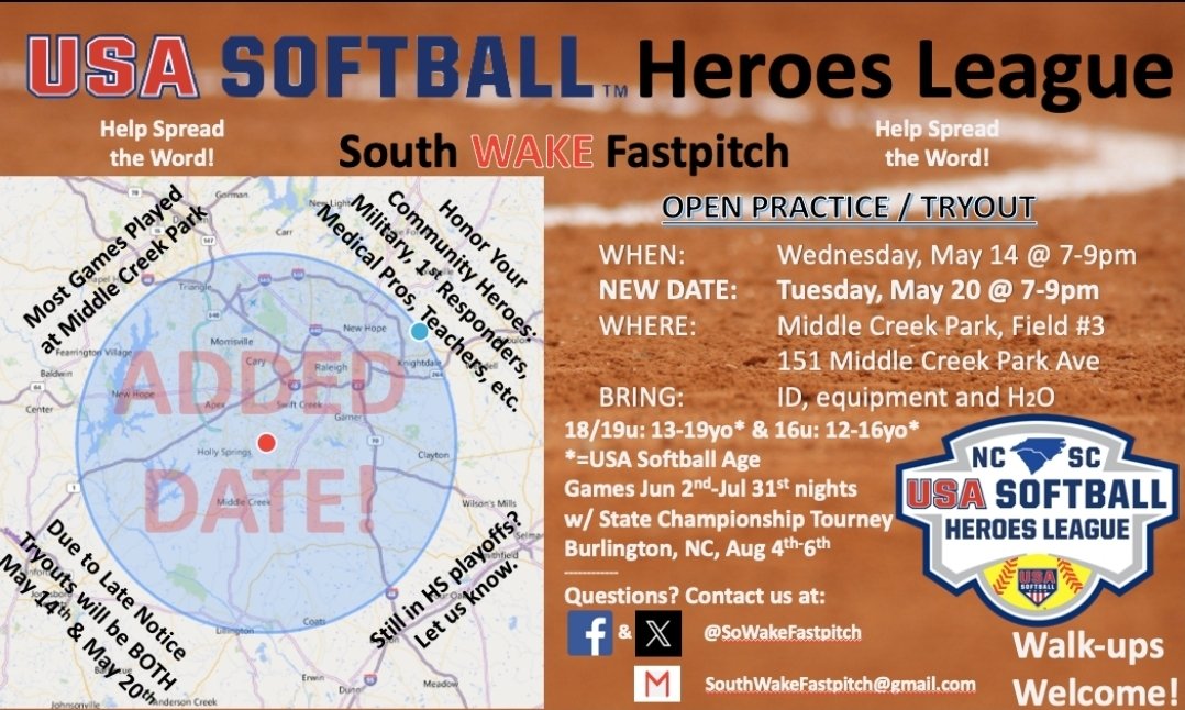South Wake Fastpitch 14u, HS, 23u tweet media