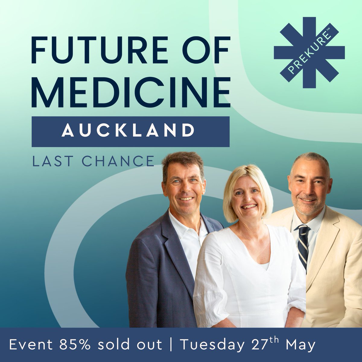 🚨 One week to go! 🚨

Future of Medicine - Auckland is 85% sold out and filling fast.

This is your last chance to hear from Prof Grant Schofield, Dr James Muecke AM and Dr Louise Schofield live at Smales Farm Auckland, Takapuna.

📅 Tuesday 27th May
events.humanitix.com/future-of-medi…