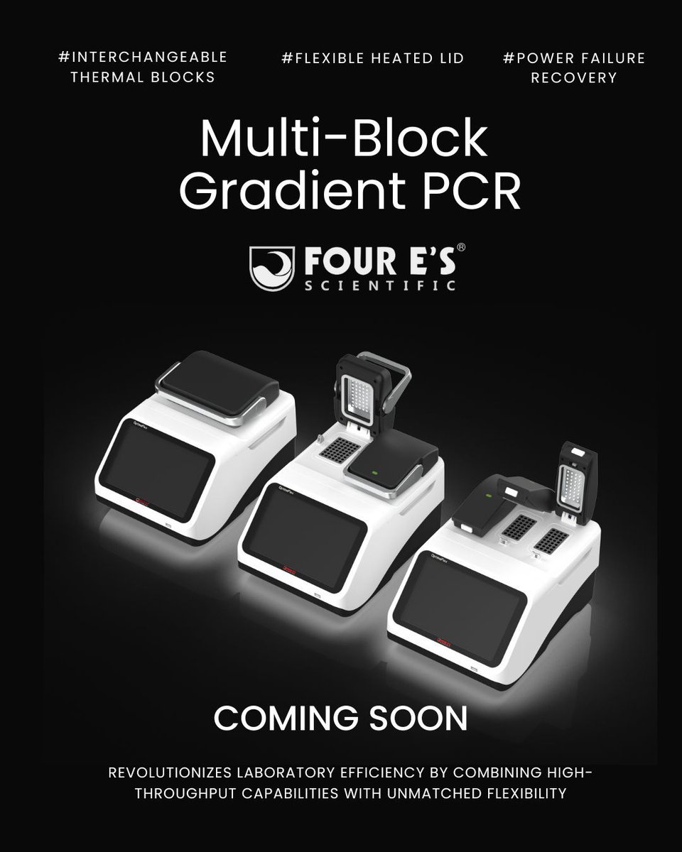 FourEScientific's tweet photo. OptimaFlex Multi-Block Gradient PCR System – the ultimate solution for high-throughput, adaptable PCR workflows! It features interchangeable thermal blocks to maximize experimental efficiency and equipment utilization. 
👉 https://t.co/qlpxS2PKno 
#PCR #LabInnovation https://t.co/aeubyfGi2D