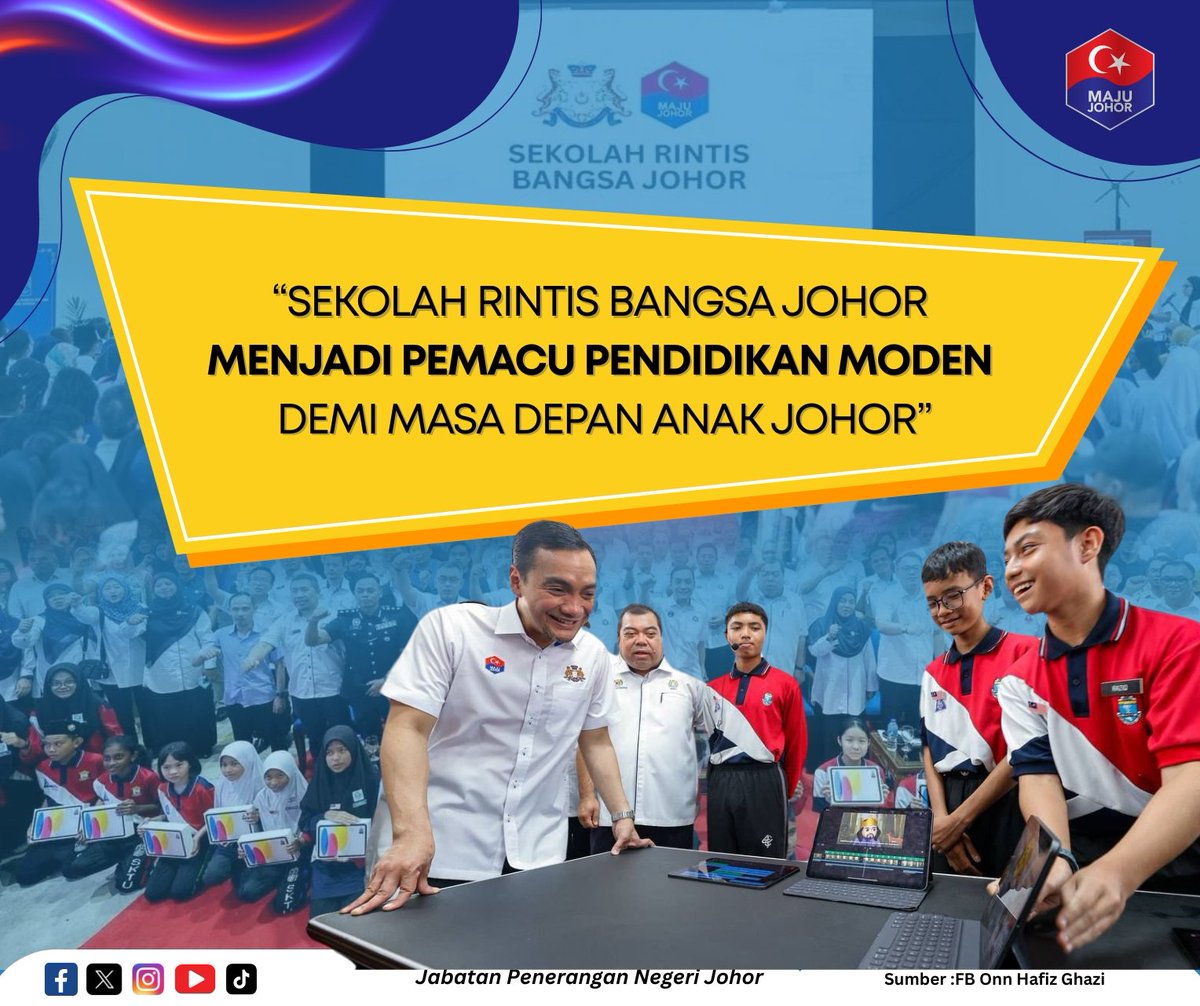 japenjohor's tweet photo. #InfoOnScreen: Menjunjung titah DYAM Pemangku Sultan Johor, Sekolah Rintis Bangsa Johor (SRBJ) digerakkan sebagai model pendidikan menyeluruh, berdaya saing dan bertaraf antarabangsa, melibatkan empat sekolah perintis.
#SekolahRintisBangsaJohor #SRBJ https://t.co/uzRFxHzkIp
