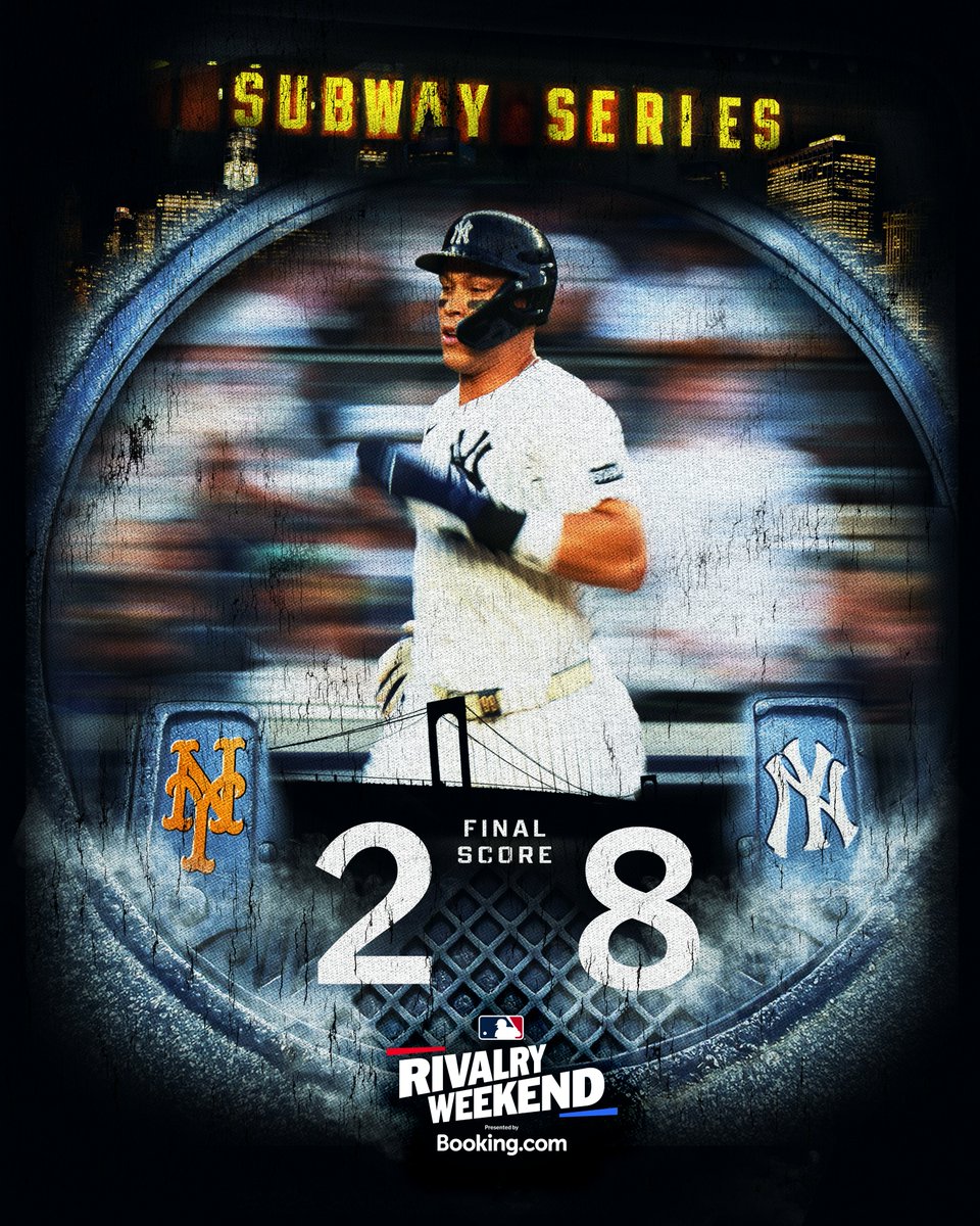 MLB's tweet image. A 6-run 8th inning lifts the @Yankees to a series-clinching victory on #RivalryWeekend!