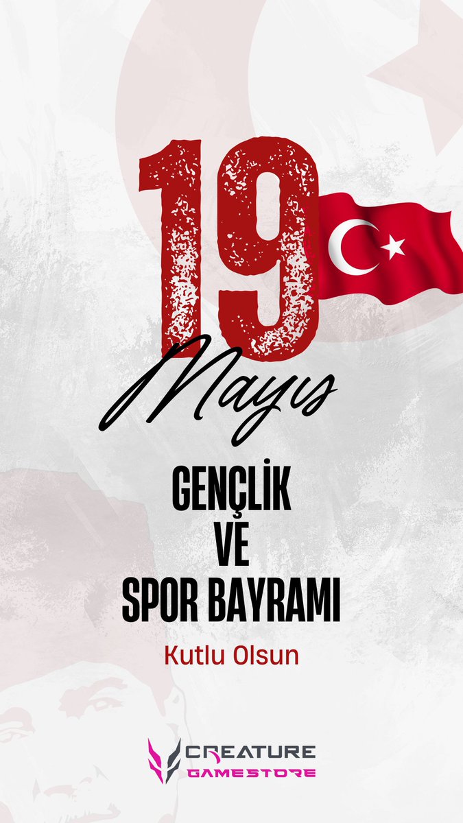 9 Mayıs Atatürk’ü Anma, Gençlik ve Spor Bayramı kutlu olsun!
Bugünün enerjisi, yarının gücüdür.
Başta Gazi Mustafa Kemal Atatürk olmak üzere tüm kahramanlarımızı saygıyla anıyoruz.
#19Mayıs #GençlikVeSporBayramı #CreatureGameStore