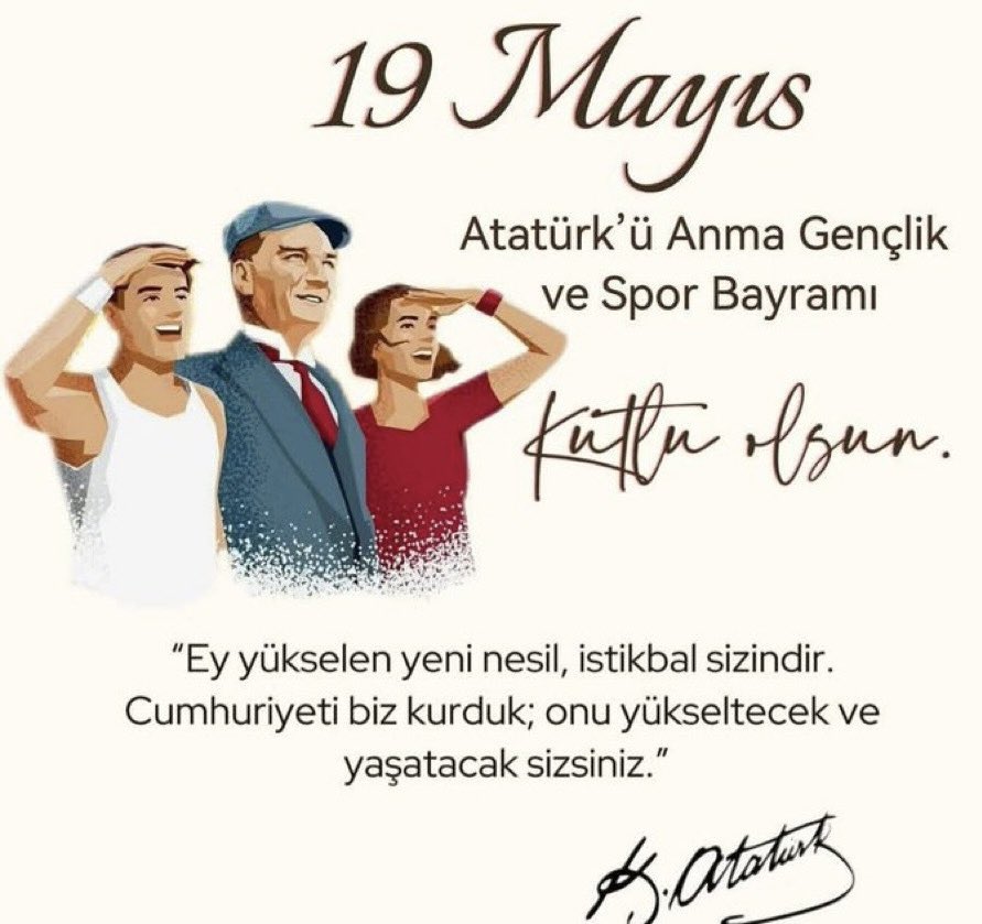#19Mayıs Atatürk'ü Anma, Gençlik ve Spor Bayramımız kutlu olsun🇹🇷

#19mayis1919