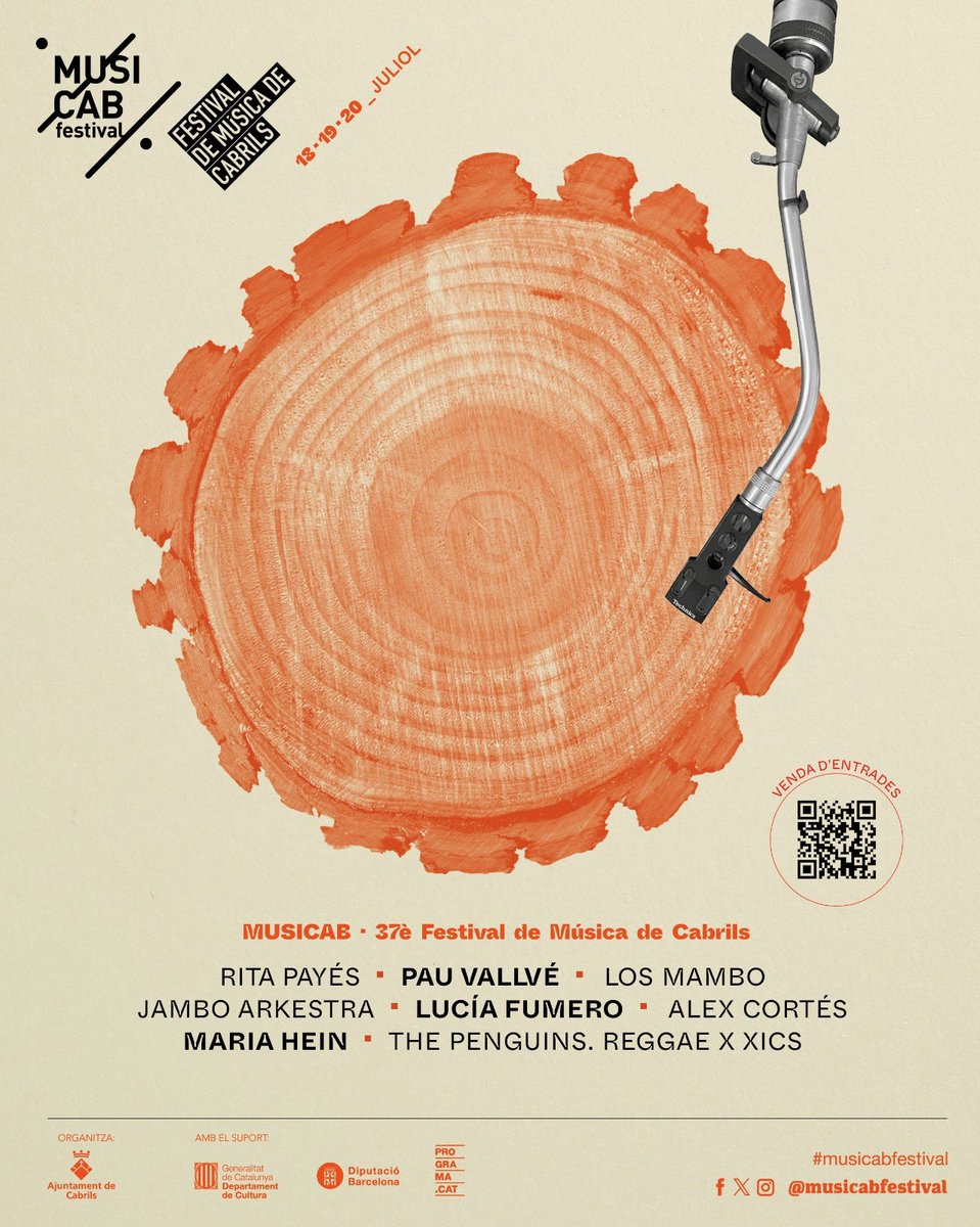 Bon dia #Cabrils!

Ja a la venda les entrades pel #Musicab25, els dies 18, 19 i 20 de juliol.

Segueix a <a href="/MUSICABfestival/">MUSICAB festival</a> a totes les xarxes socials per tenir tota la informació al moment!