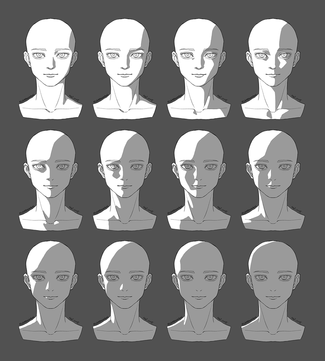 laorendraws's tweet photo. 光影二分
light and shadow split
正面光の影練習
#artstudy #headstudy #lightingpractice #shadingpractice #valuestudy #lightandshadow #digitalart #練習絵 #陰影練習 #頭部練習 #スキンヘッド #光と影 #光影二分 https://t.co/VJJl1gvwDq