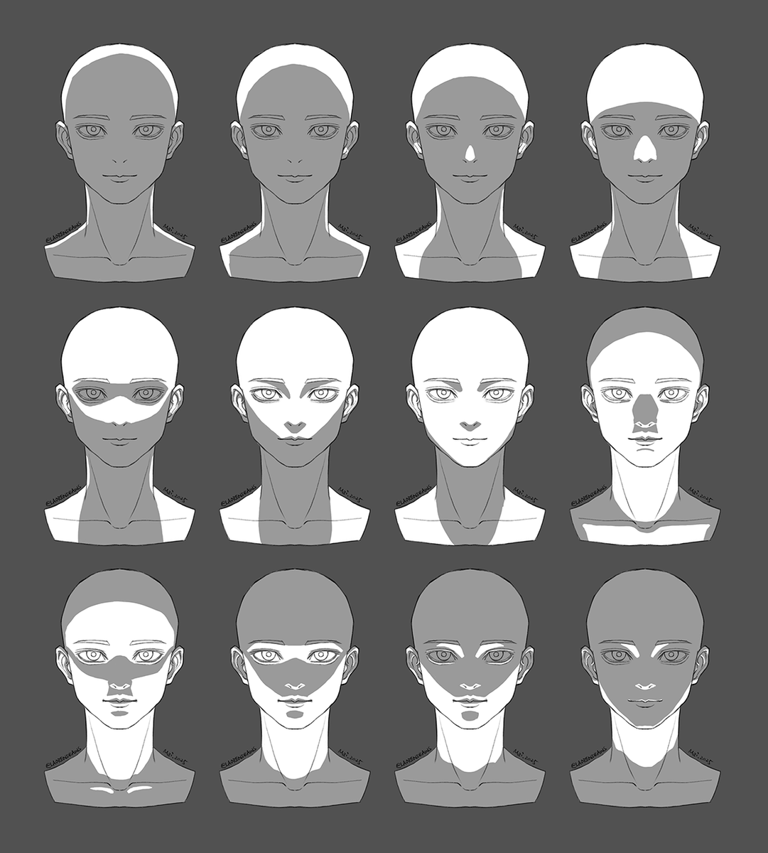 laorendraws's tweet photo. 光影二分
light and shadow split
正面光の影練習
#artstudy #headstudy #lightingpractice #shadingpractice #valuestudy #lightandshadow #digitalart #練習絵 #陰影練習 #頭部練習 #スキンヘッド #光と影 #光影二分 https://t.co/VJJl1gvwDq
